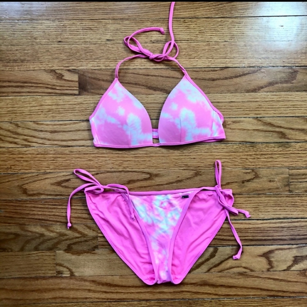 VS PINK Pink & White Tie Dye Bikini